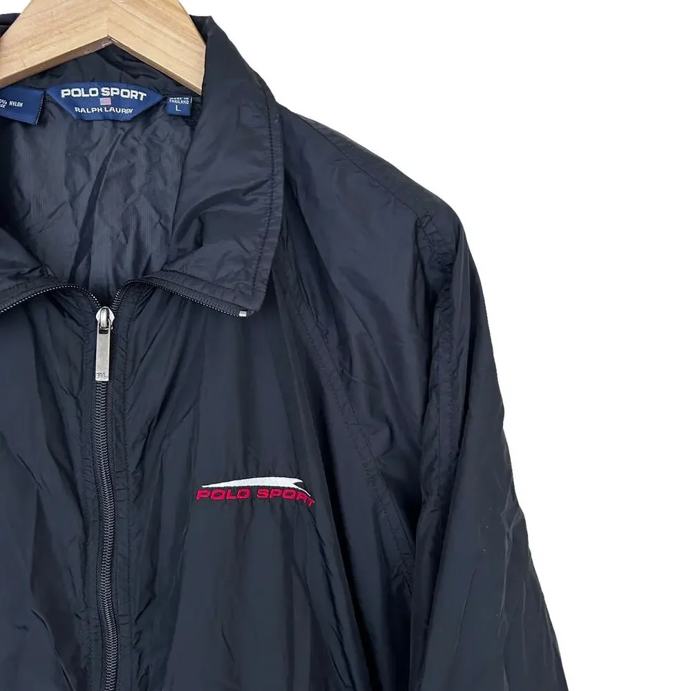 Polo Sport Ralph Lauren Black Nylon Full Zip Windbreaker Sz L